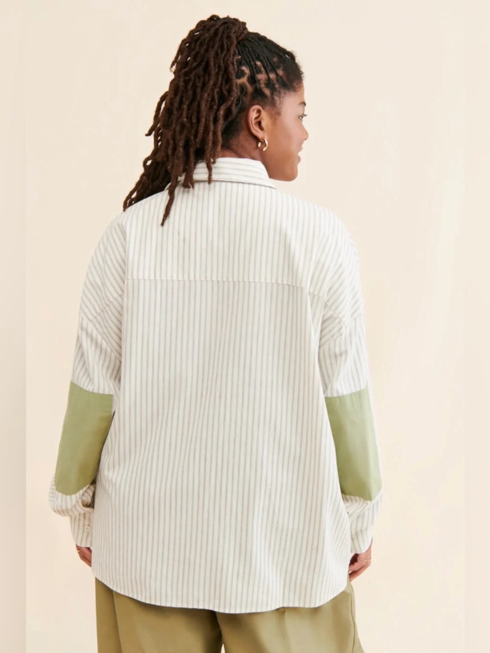 FRENCH MAUVE 2X Boho Art Teacher Noah Oversized Striped Button Down Shirt Pocket - Picture 3 of 14